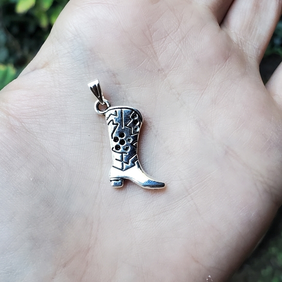 New Silver Cowboy Boot Charm - Picture 4 of 8